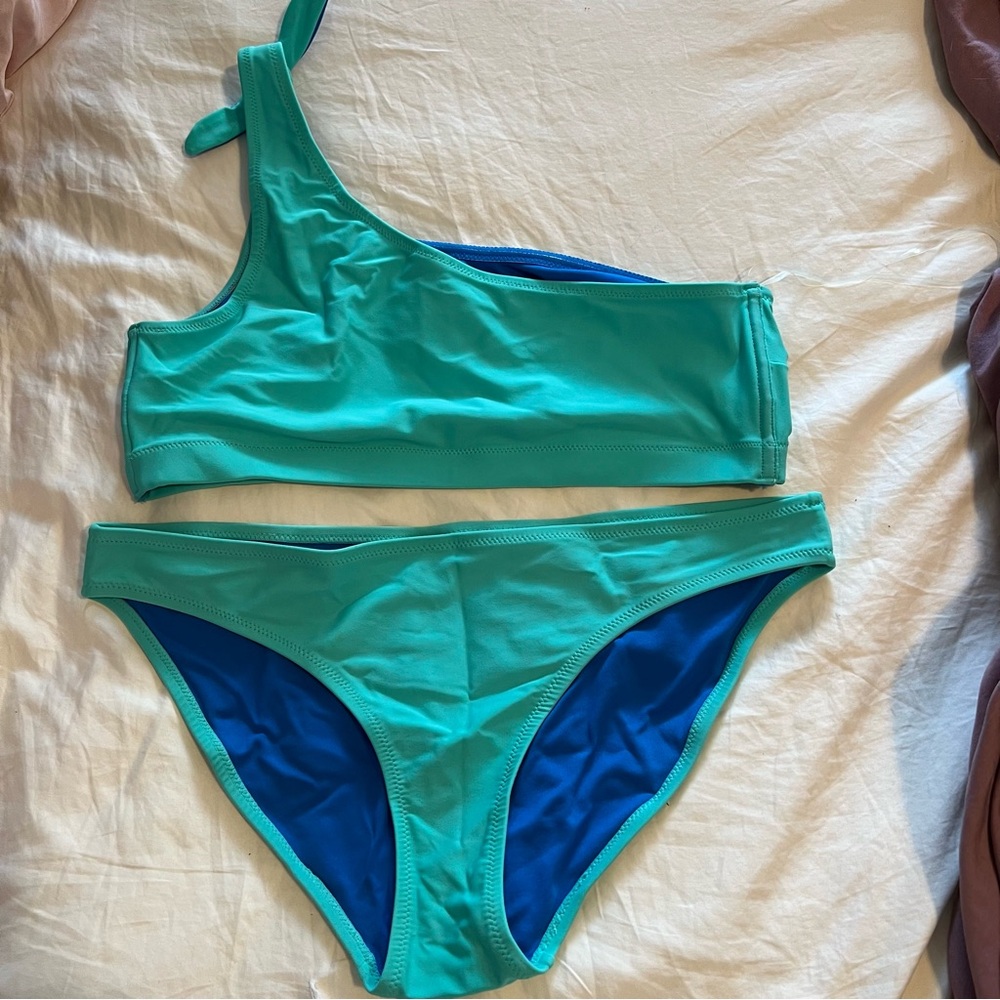 Old Navy Aqua and Blue Bikini Top